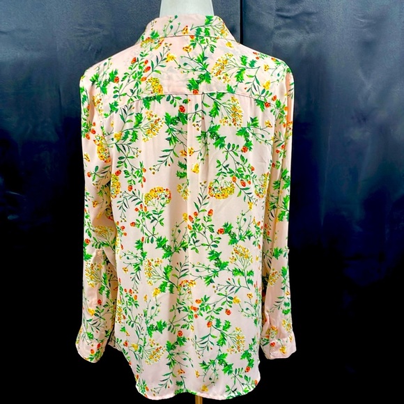 Pink and Green Long Sleeve Button Down Shirt with Notched Collar - Picture 4 of 5